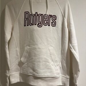 Champion White Hoodie with Rutgers Logo